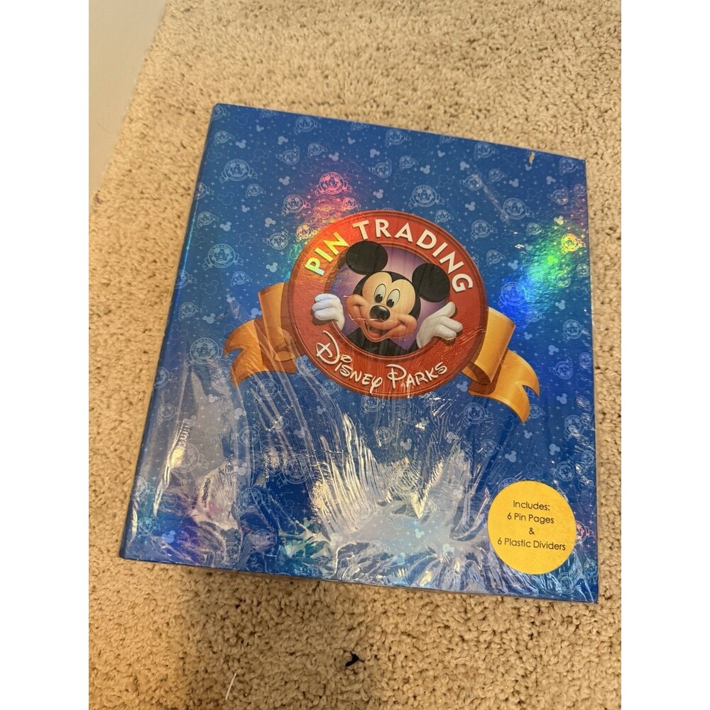 Disney Parks Pin Trading 3-Ring Binder Album W/ 6 Display Sheets Sealed New